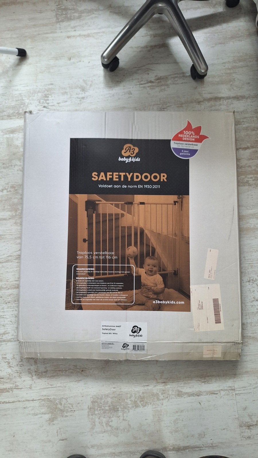 A3 Baby & Kids SafetyDoor Traphekje Wit - Nieuw in doos, Ophalen, Nieuw, Metaal of IJzer, 115 cm of meer