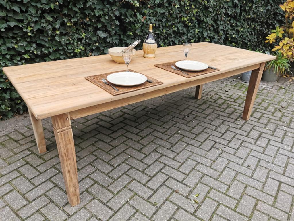 Teak TAFEL (246 x 100) / EETTAFEL / CAFETAFEL teakhout, Ophalen, Gebruikt, Teakhout, 200 cm of meer