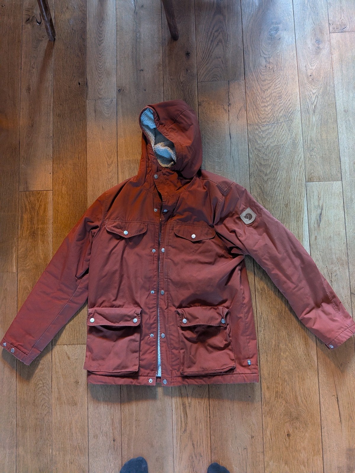 Fjällräven jas maat L met slijtplekken, Ophalen, Maat 52/54 (L), Oranje, Gedragen