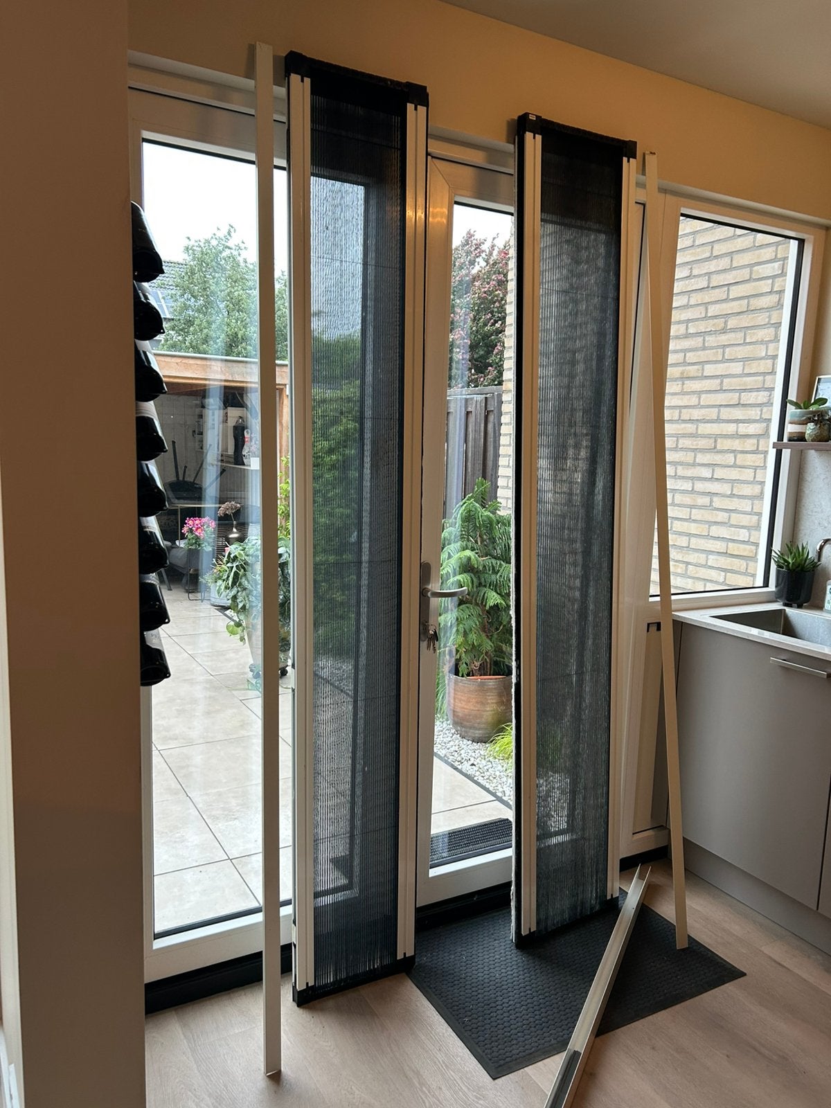 Hordeur voor openslaande deuren, Ophalen, Kunststof, Gebruikt, Hordeur