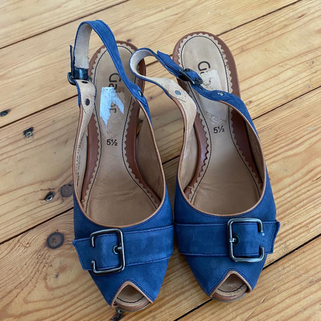 GABOR PEEPTOE HAK SANDAALTJES 5,5/38,5, Kleding | Dames, Schoenen, Pumps, Blauw, Ophalen of Verzenden, Gedragen
