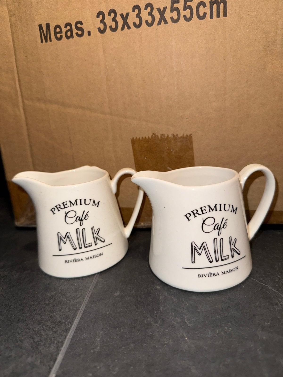 Riviera Maison Premium Café Milk kannetjes (2 stuks), Huis en Inrichting, Overige typen, Ophalen of Verzenden, Zo goed als nieuw