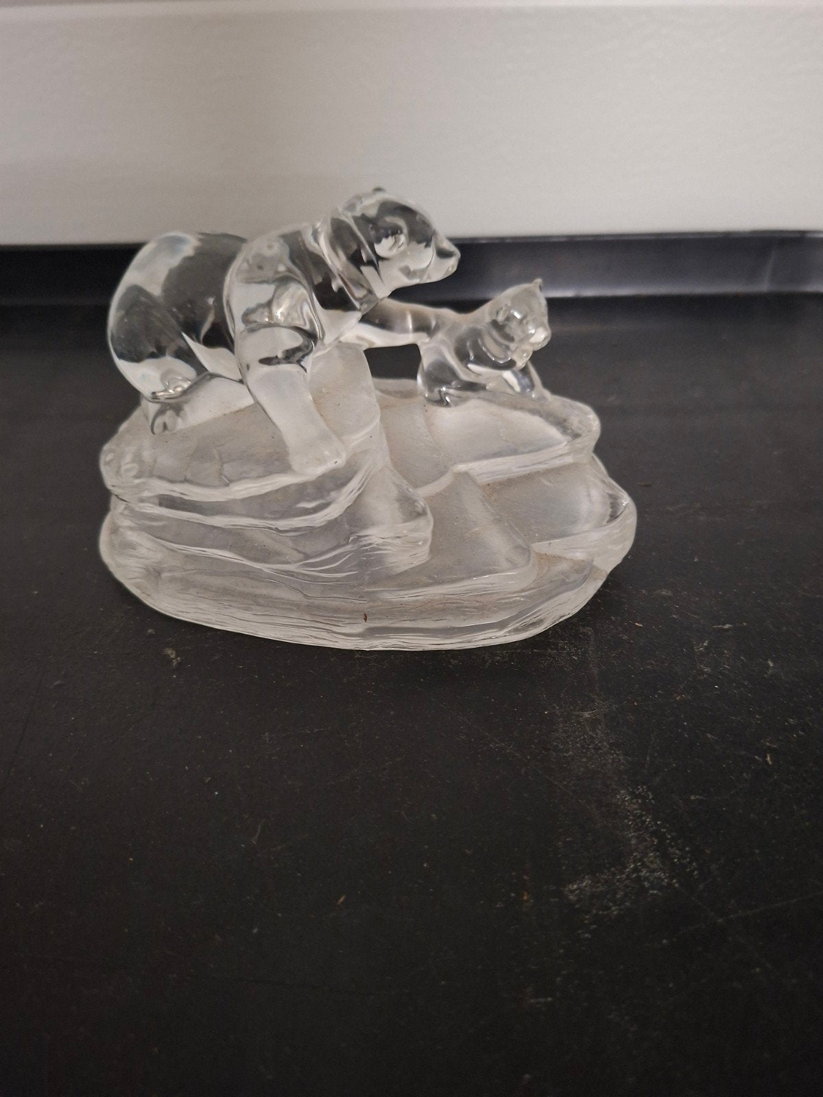 Glazen ijsbeer met welp - 12x9cm, Ophalen of Verzenden, Gebruikt, Dier