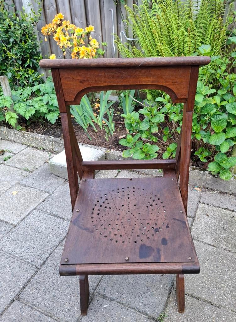 Antieke opklapbare bidstoel - Zie foto's, Ophalen