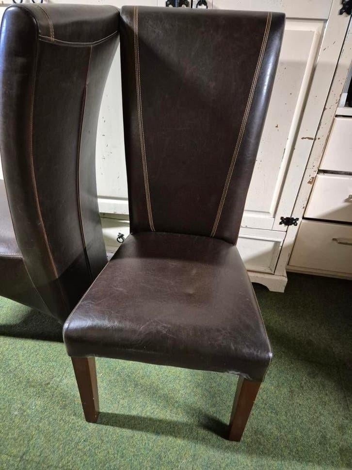 4 eetkamer stoelen, Ophalen, Gebruikt, Bruin, Vier