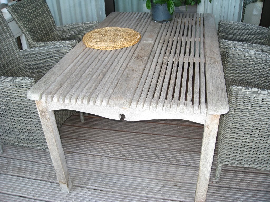 tuintafel met 4 stoelen, Ophalen, Gebruikt, Rechthoekig, Hout