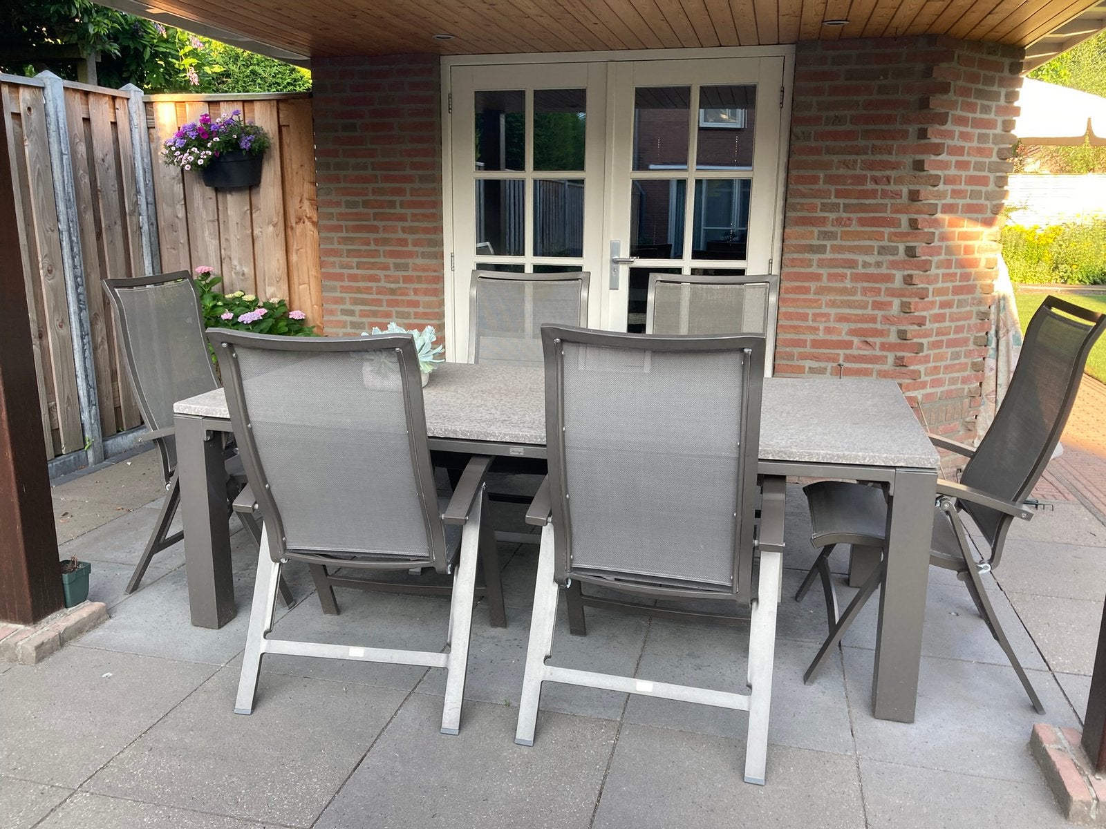 Tuinset met 6 stoelen van Bellagio, Tuin en Terras, Tuinsets en Loungesets, Ophalen, Gebruikt, 6 zitplaatsen, Aluminium
