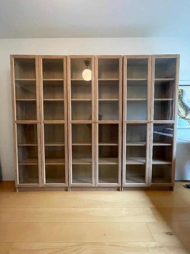 3x BILLY / OXBERG Boekenkast met glazen deuren, 80x30x202 cm, Ophalen, Met deur(en), 200 cm of meer, 50 tot 100 cm