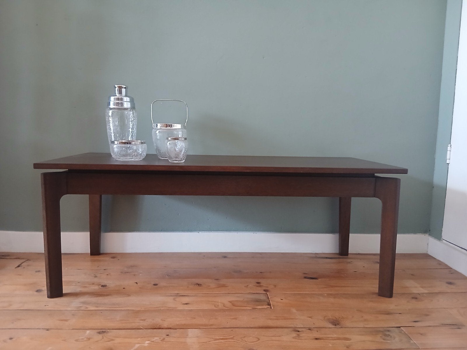 Midcentury sidetable palissander, Ophalen, 25 tot 50 cm, Rechthoekig, 100 tot 150 cm