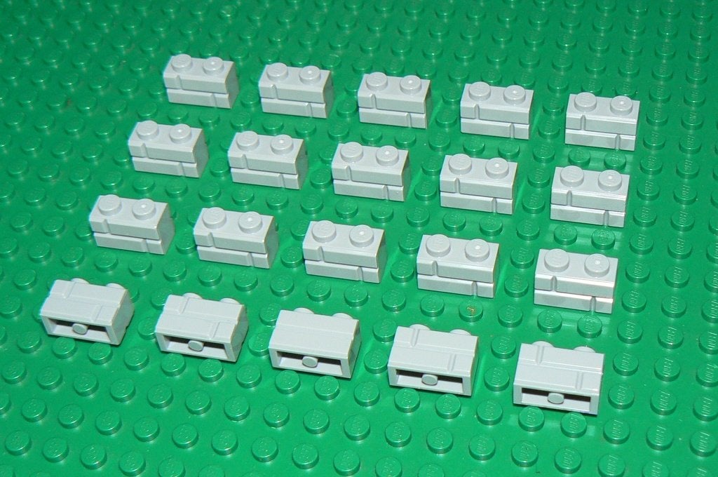 L454 Stenen 1x2 met steen motief licht grijs 20 st., Ophalen of Verzenden, Nieuw, Losse stenen, Lego