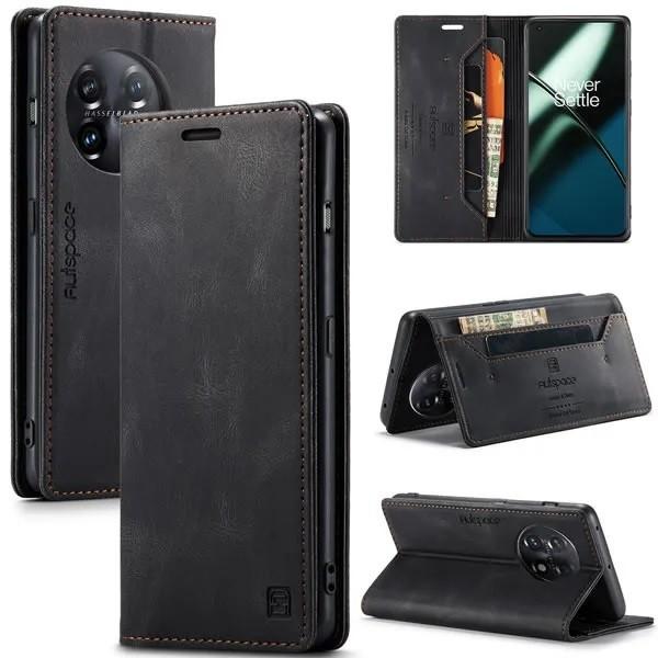 Luxe Wallet Case + Screenprotector voor OnePlus 11 _ Zwart, Verzenden, Nieuw, Hoesje of Tasje