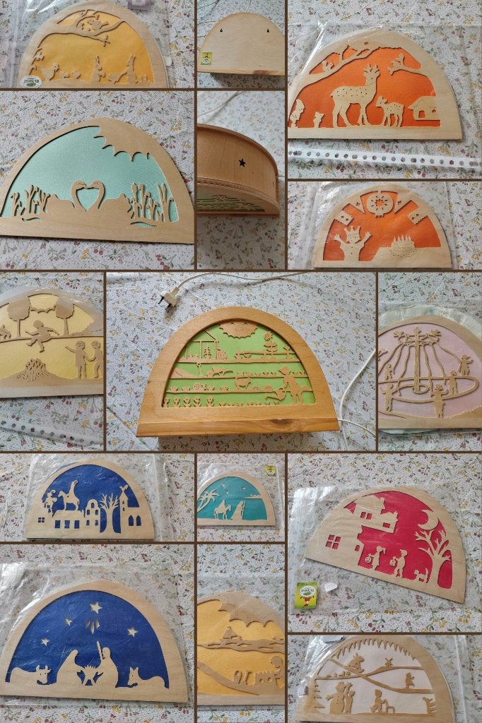 Houten silhouetlamp voor sfeervol licht bij jaarfeesten, Met schakelaar, E14 (klein), Zo goed als nieuw, Hout