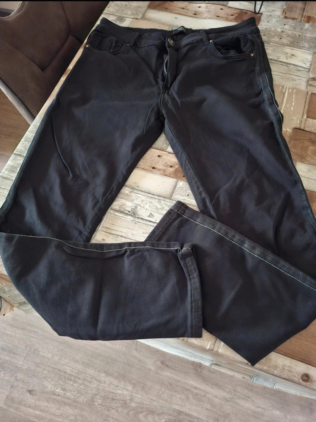 Norfy Dames Broek Maat 42 met Bies langs de Benen, Zwart, Maat 42/44 (L), Ophalen of Verzenden, Lang