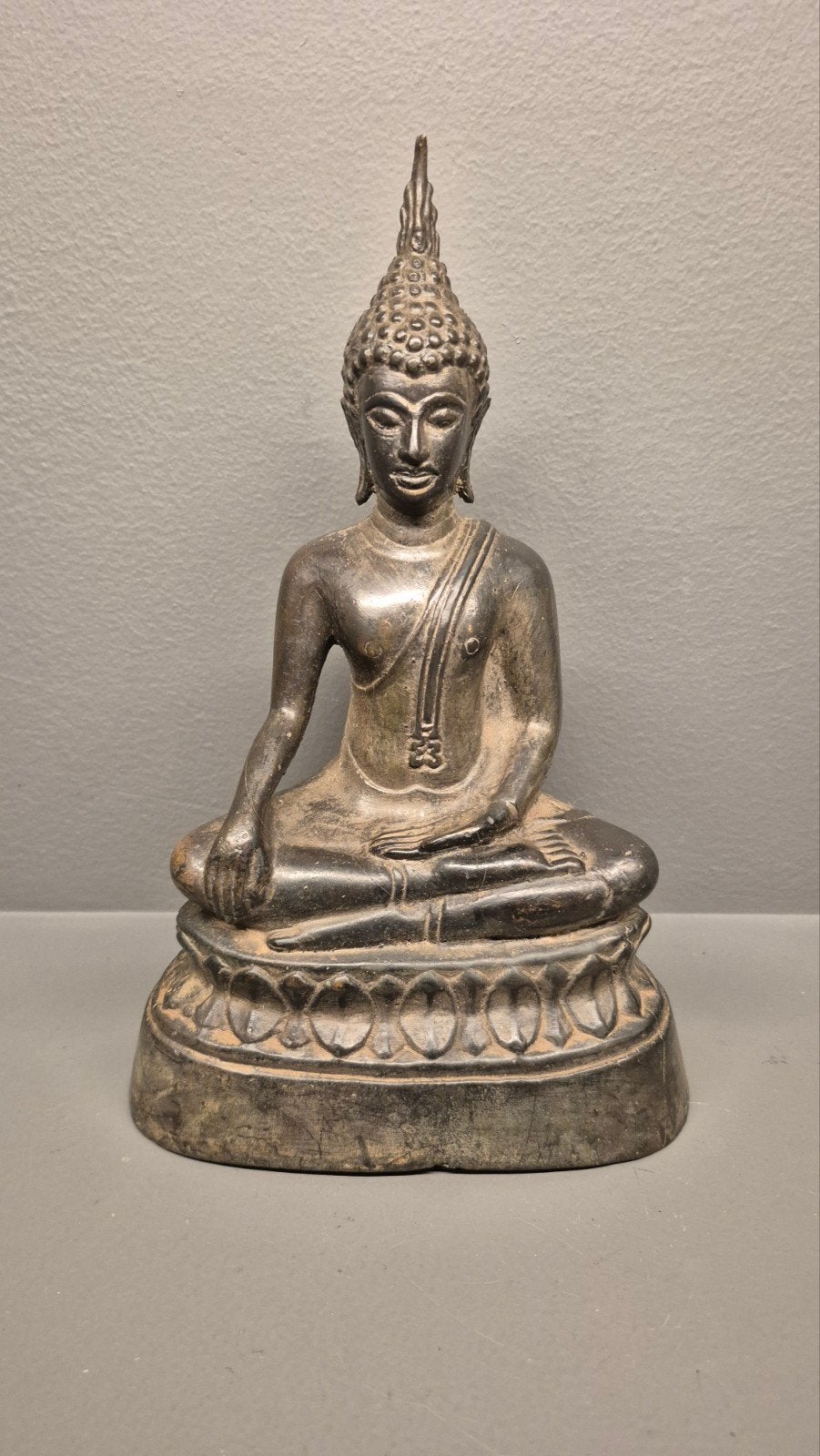 Oude Bronzen Boeddha Beeld - 21 cm Hoog, Ophalen of Verzenden, Brons