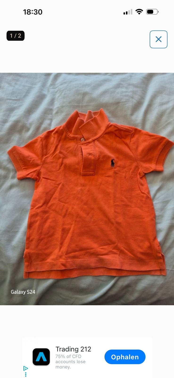 Ralph Lauren Polo shirt oranje maat 2/2T, Ophalen of Verzenden, Zo goed als nieuw