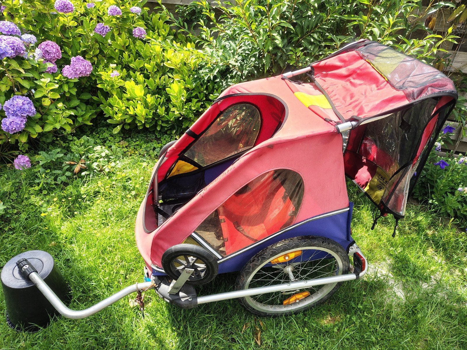 Fietskar Chariot met opberghoes, Fietsen en Brommers, Ophalen, Gebruikt, Kinderkar, Chariot