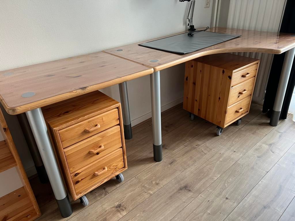 Flexa bureau, Ophalen, Demontabel, Hout, Schoolbureau