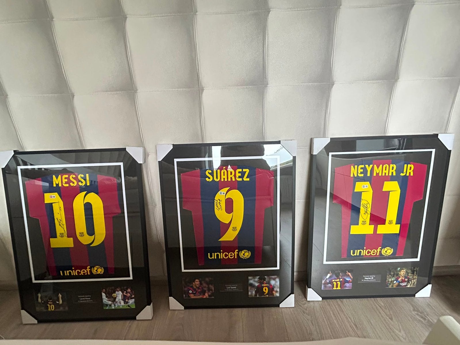 MSN Barcelona 2014/15 gesigneerde shirt collectie Beckett, Verzamelen, Ophalen of Verzenden, Zo goed als nieuw, Buitenlandse clubs