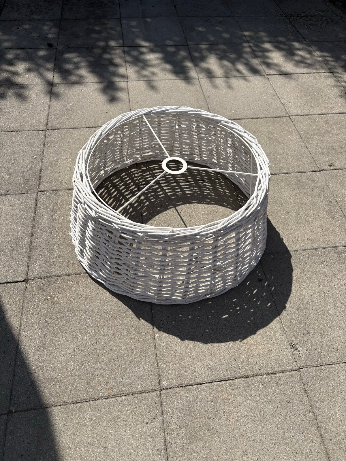 Witte rieten lampenkap - Landelijke stijl, Ophalen, Gebruikt, Wit, Rond