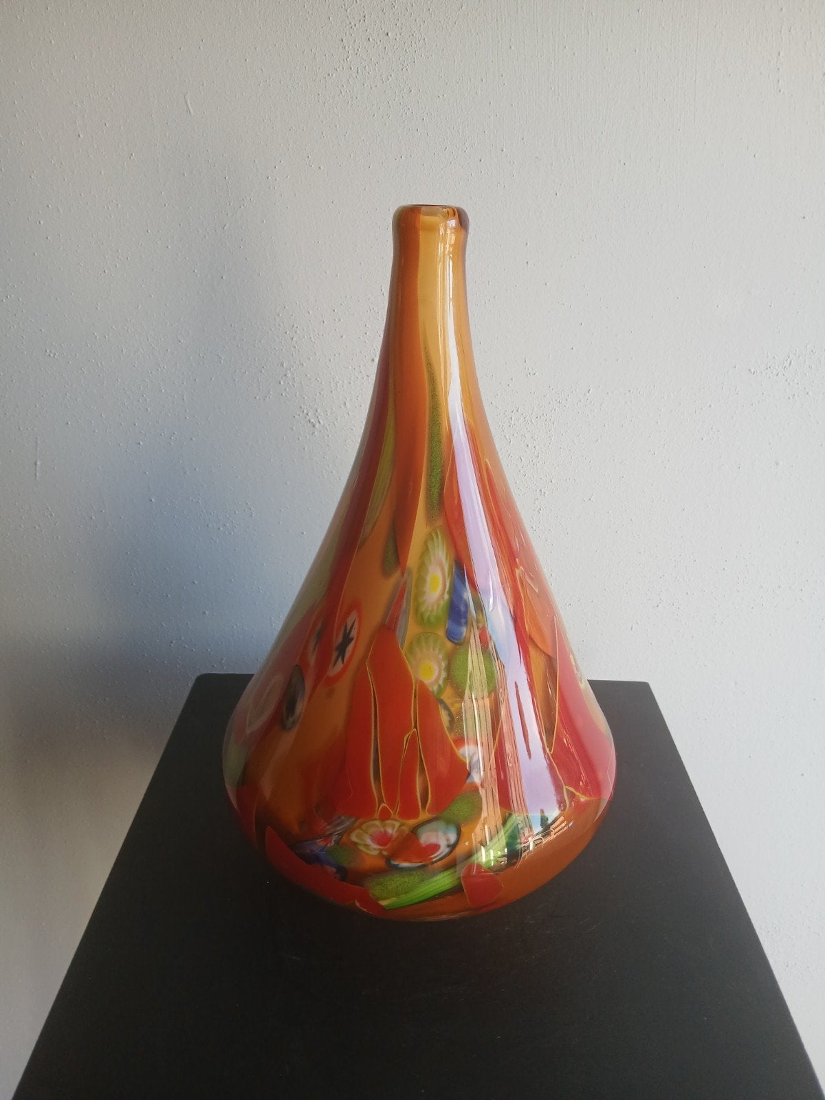 Murano Millefiori Kegelvormige Vaas, Huis en Inrichting, Gebruikt, Handgemaakt, 30 cm, Ophalen of Verzenden