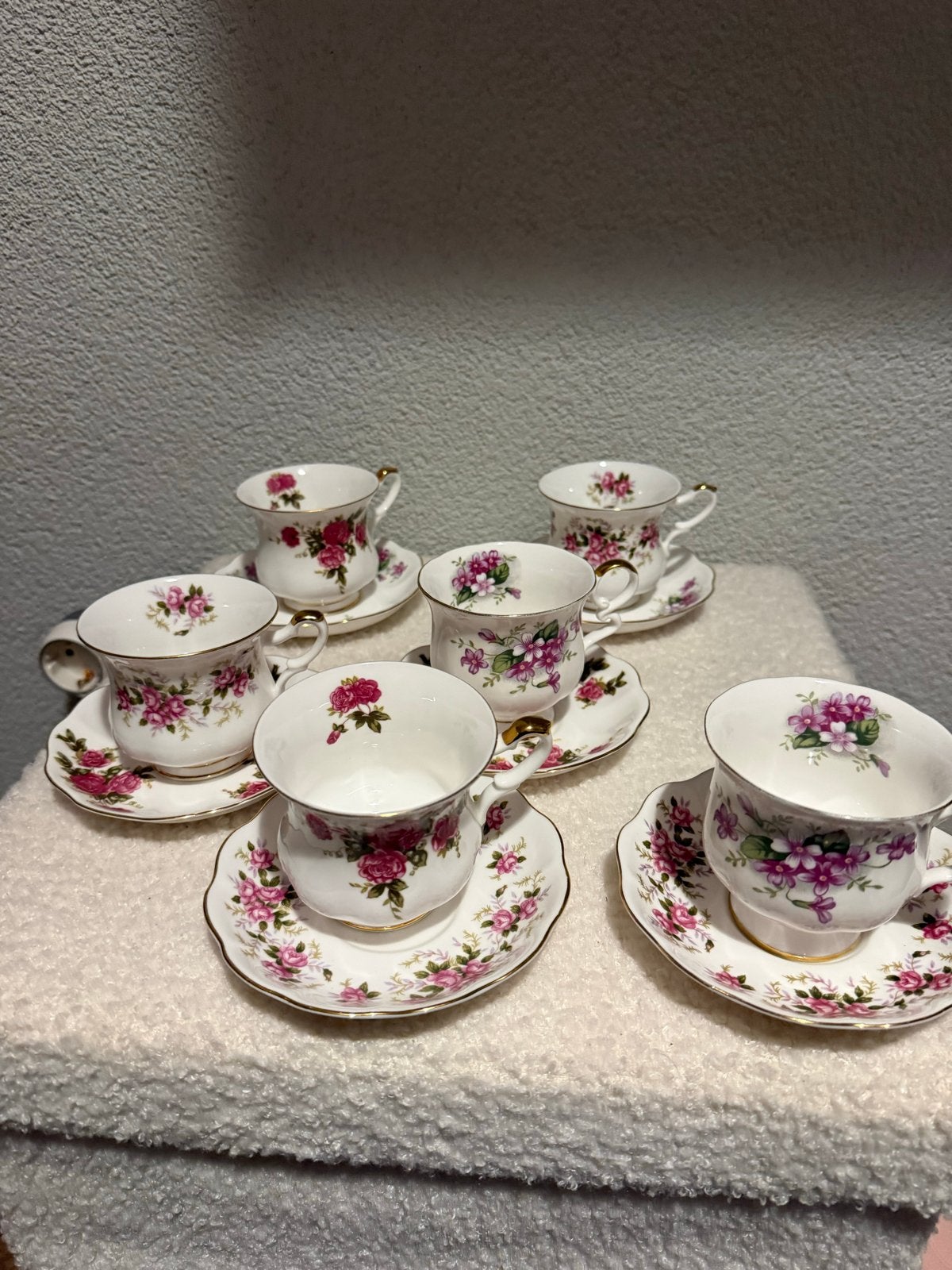 Set van 6 Royal Ascot theekopjes met schotels, Ophalen of Verzenden