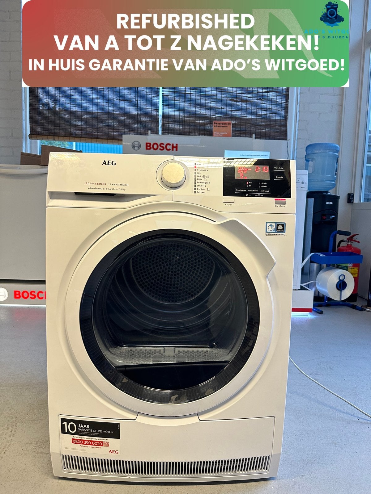 AEG 8000 Series 8KG Warmtepompdroger AbsoluteCare SensiDry, Witgoed en Apparatuur, AEG, Anti-kreukfase, Info@adoswitgoed.nl, Refurbished