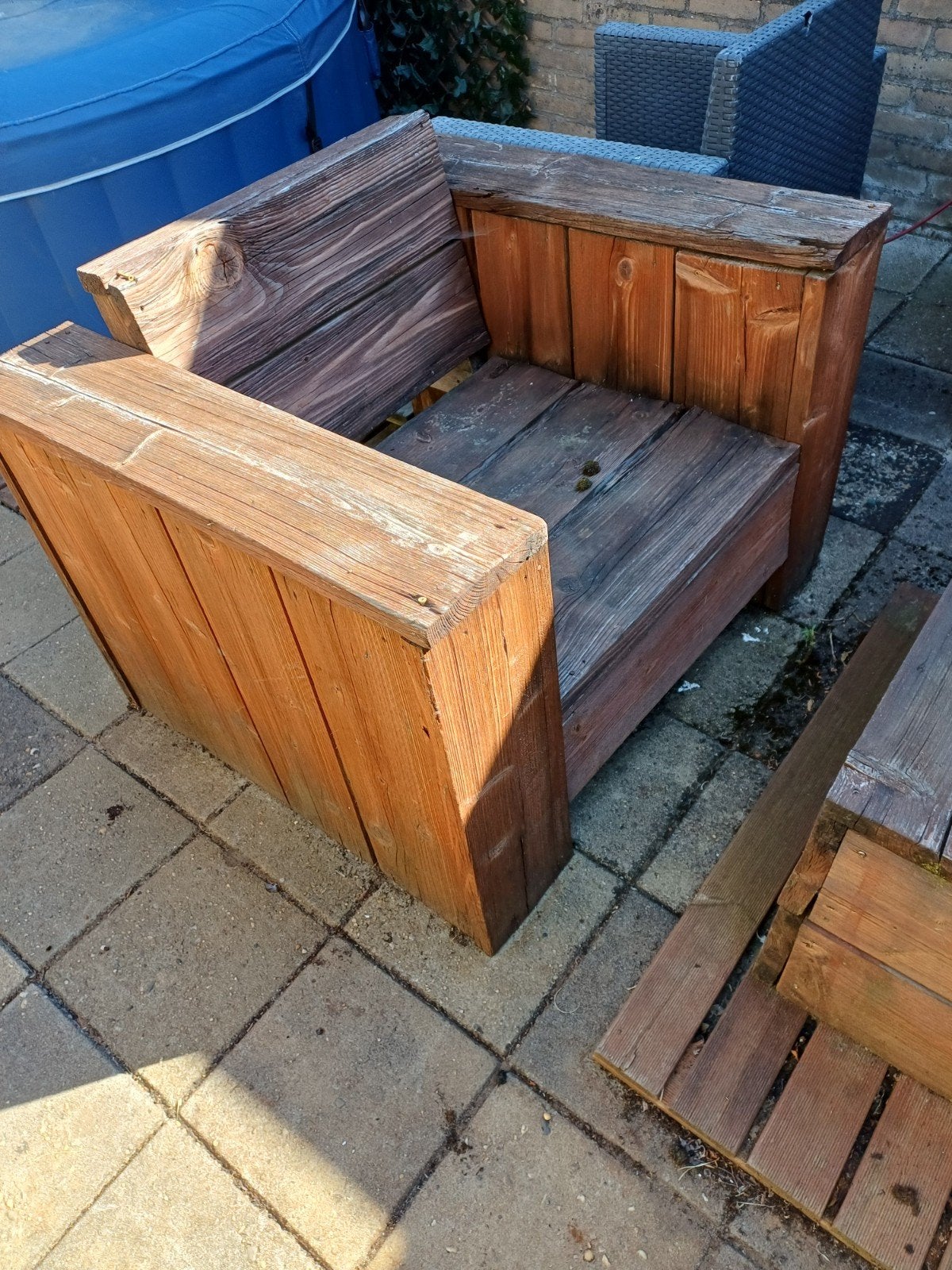 Steigerhouten Loungeset - Gebruikt, Ophalen, 4 zitplaatsen, Gebruikt, Steigerhout