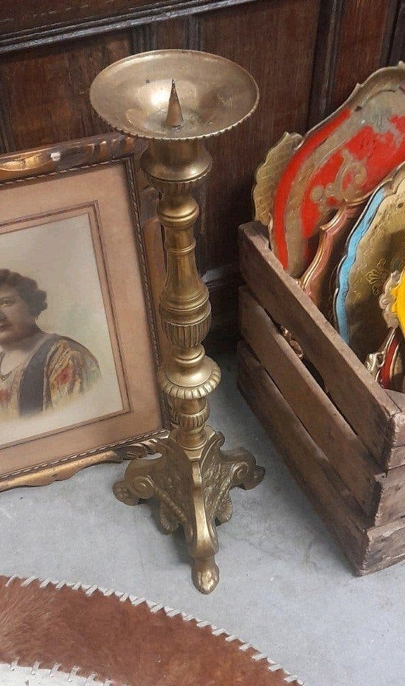 Kerk kandelaar, Antiek en Kunst, Ophalen, Koper of Brons