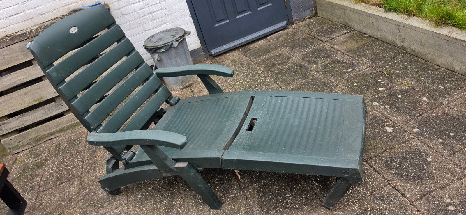 Hartman ligstoel verrijdbaar groen, Tuin en Terras, Ophalen, Zo goed als nieuw, Kunststof, Verrijdbaar
