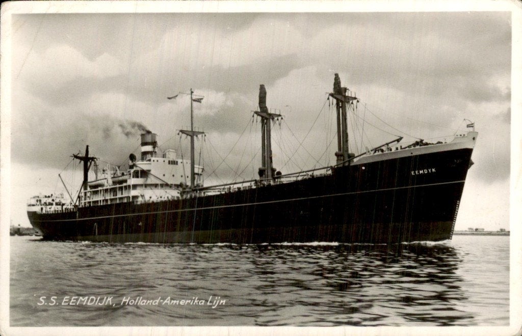 S.S. Eemdijk - Holland-Amerika Lijn, Ophalen of Verzenden, 1940 tot 1960, Ongelopen, Zuid-Holland