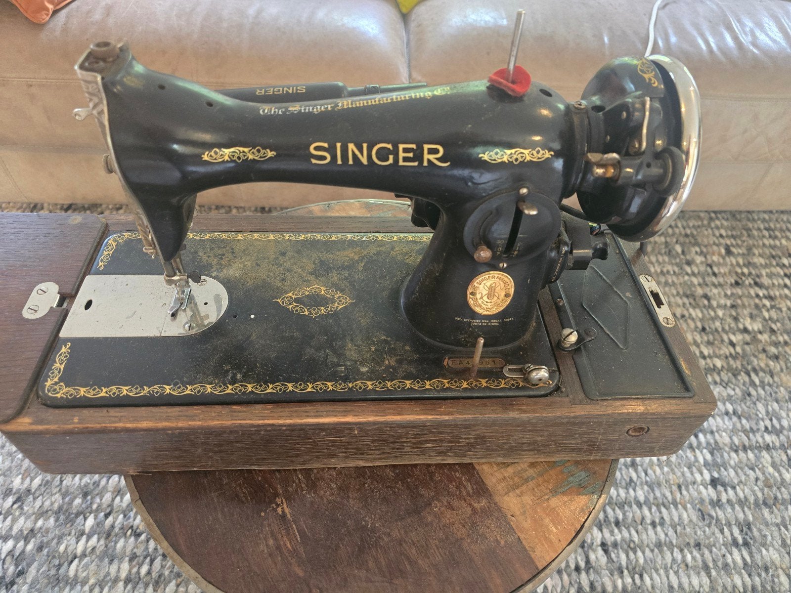 Vintage Singer Naaimachine 15K uit 1936 met kast, Ophalen of Verzenden
