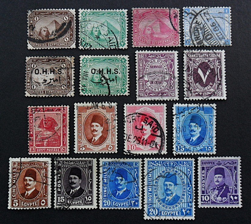 Egypte kavel Monarchie koning Fuad en Farouk circa 1890-1940, Ophalen of Verzenden, Egypte, Gestempeld