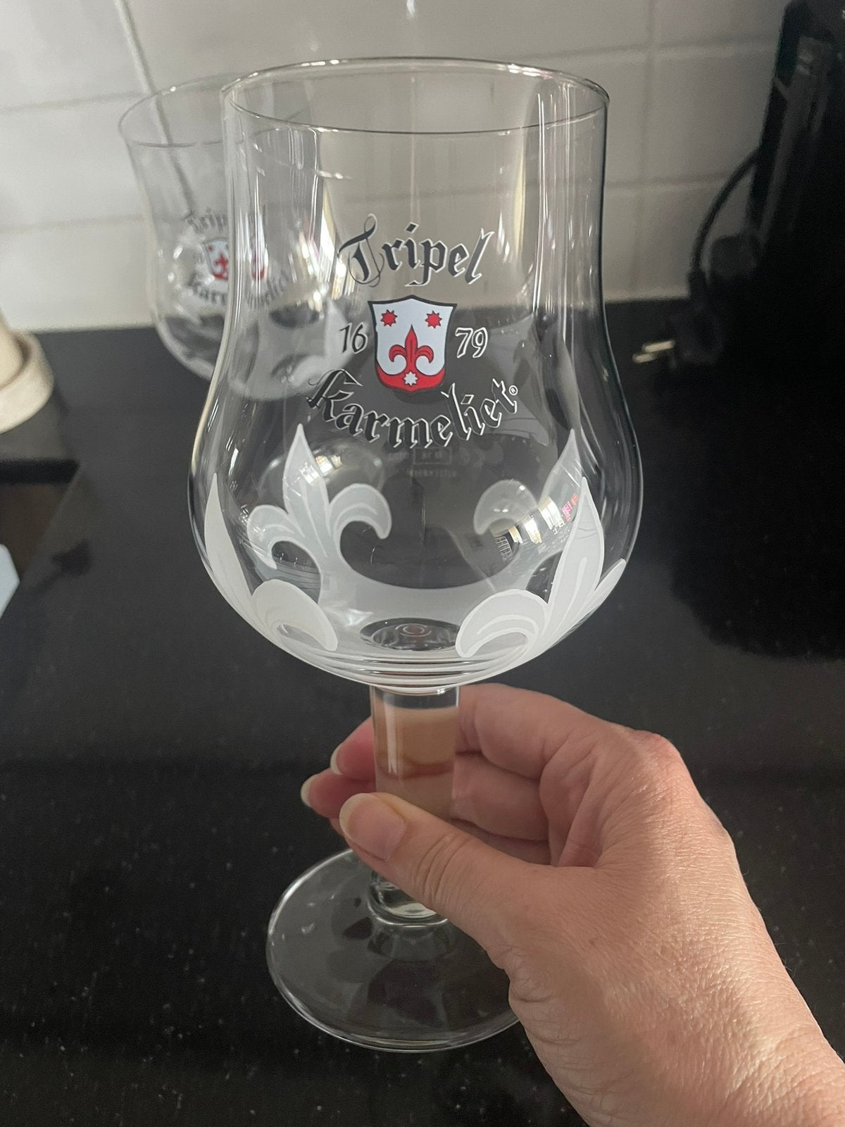 2 nieuwe tripel karmeliet glazen, Ophalen, Nieuw, Bierglas