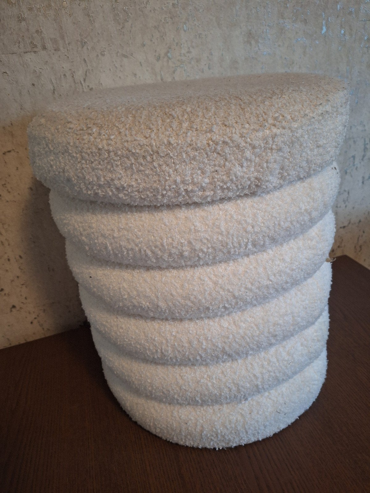 Witte Teddy Poef, ca. 35 cm doorsnee, Ophalen, Gebruikt, Overige materialen