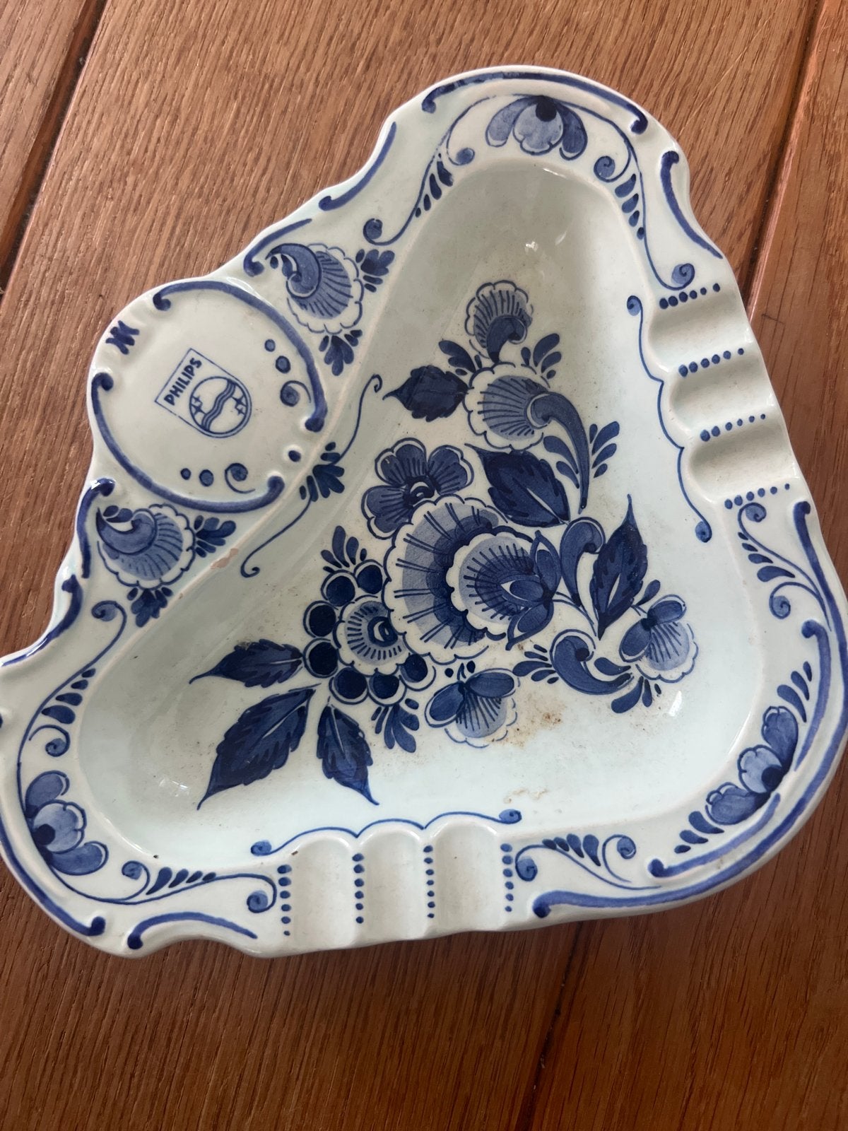 Delfts Blauw asbak met Philips logo en delft blauw, Ophalen of Verzenden