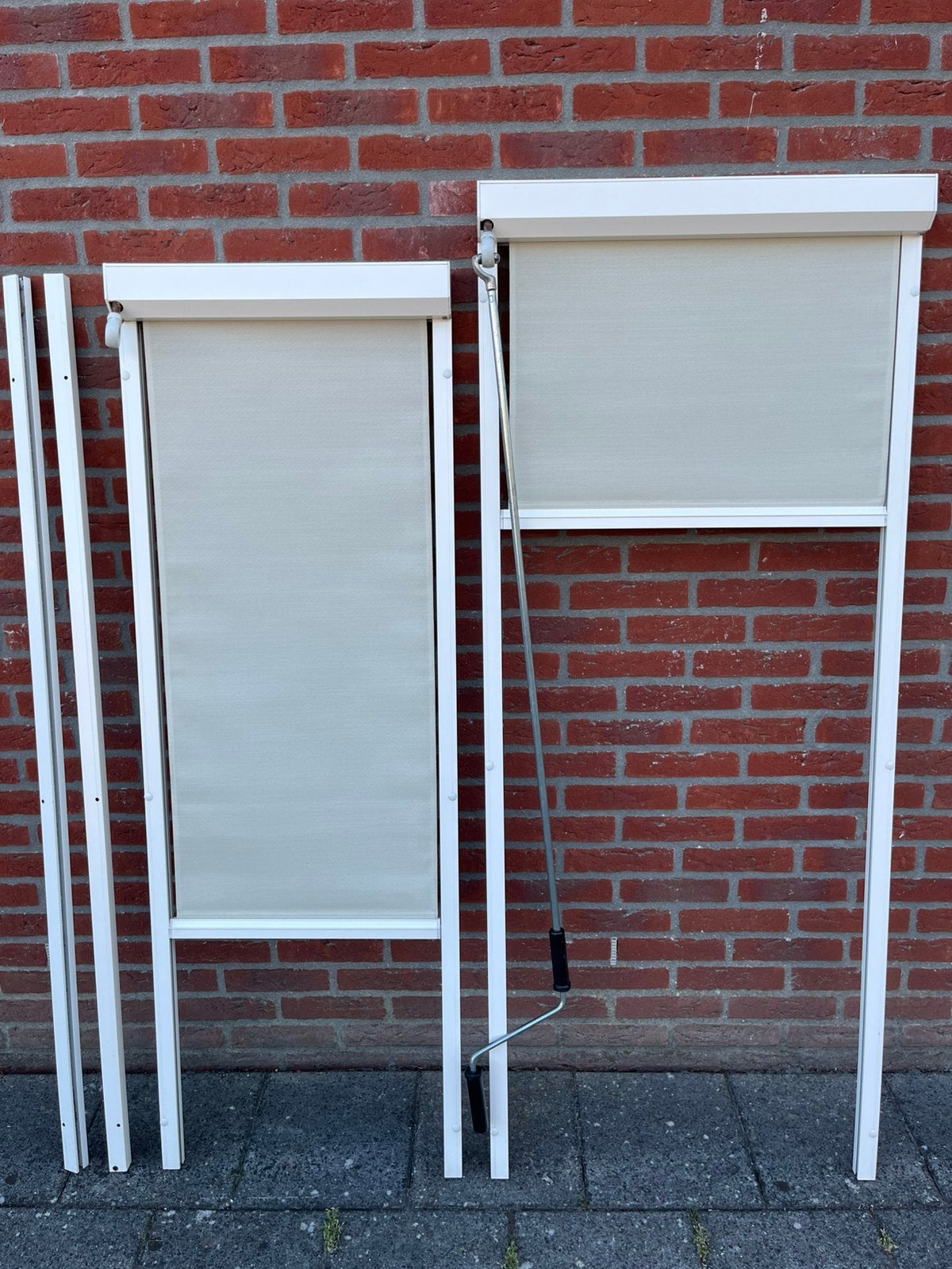 Screens (beige doek), Doe-het-zelf en Verbouw, Rolluiken, Ophalen, Gebruikt, Minder dan 100 cm, Crème of Beige