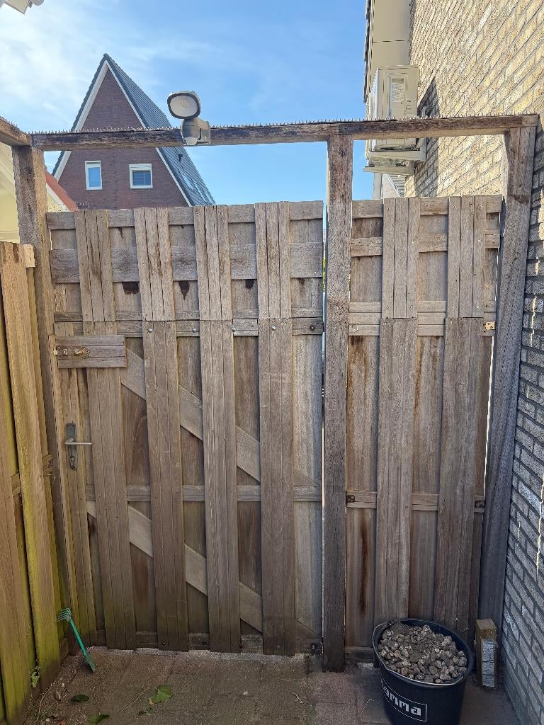 houten poort, Ophalen, Gebruikt, 100 tot 150 cm, Draaipoort