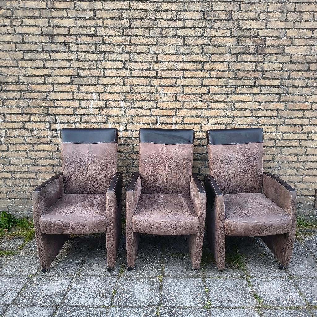 Eetkamer stoelen, Huis en Inrichting, Stoelen, Ophalen, Leer, Zo goed als nieuw, Drie