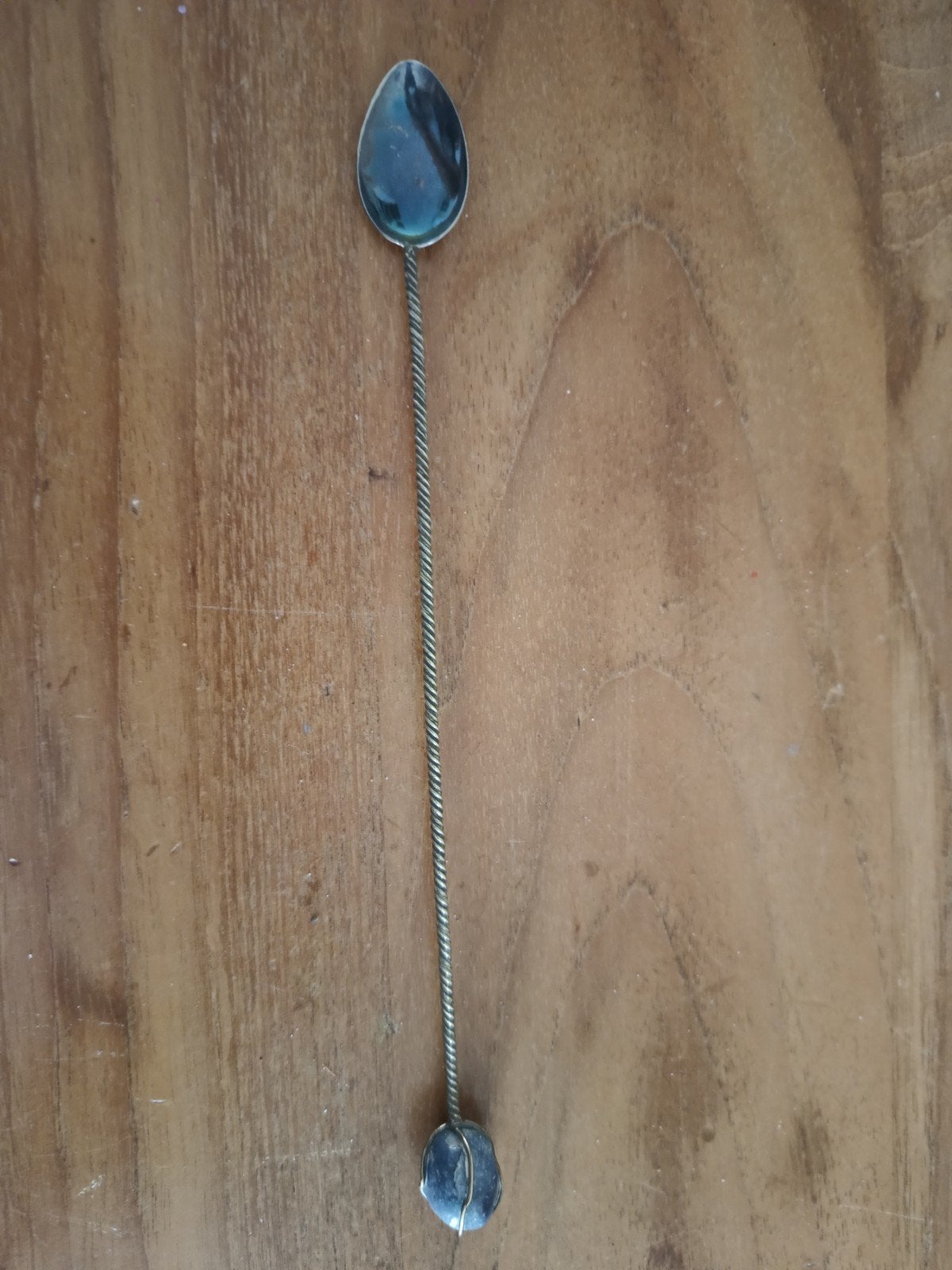 Vintage lepel met gedraaide steel en steen, Antiek en Kunst, Ophalen of Verzenden