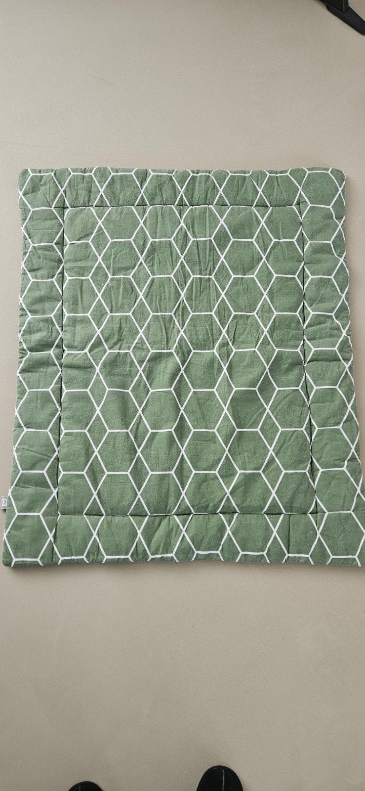 Boxkleed mosgroen/olijfgroen 85 x 100 cm - perfecte staat, Ophalen of Verzenden, Zo goed als nieuw