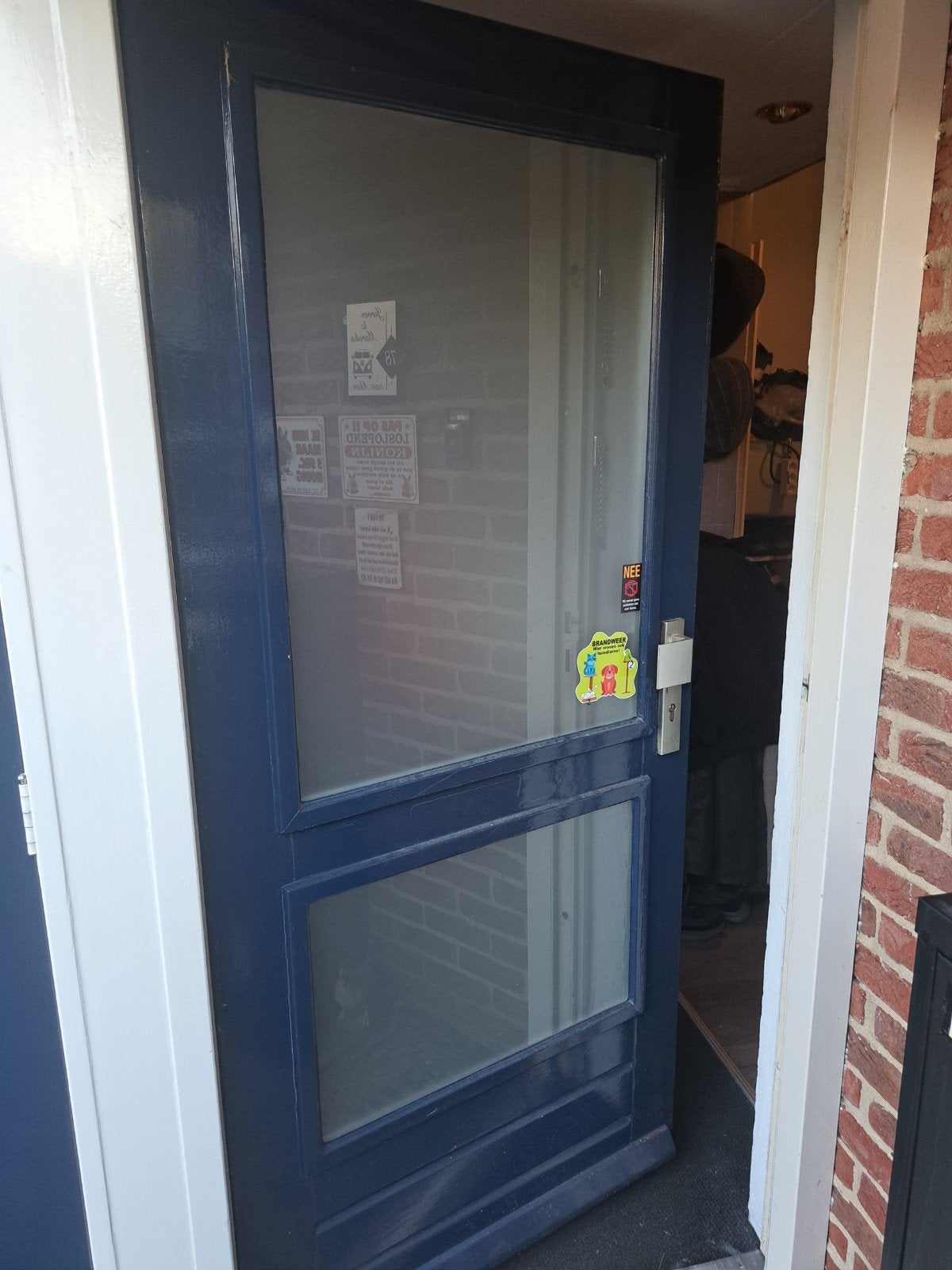 Buitendeur met HR++ melkglas (slot ontbreekt), Ophalen, Gebruikt, 80 tot 100 cm, 200 tot 215 cm