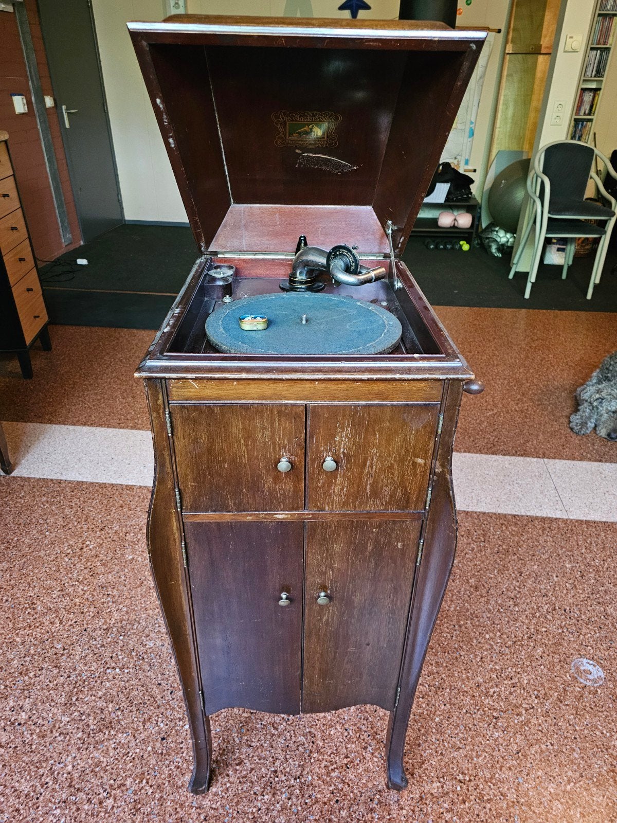 Antieke His Master's Voice Grammofoon Platenspeler, Ophalen, Gebruikt, Platenspeler, Overige merken