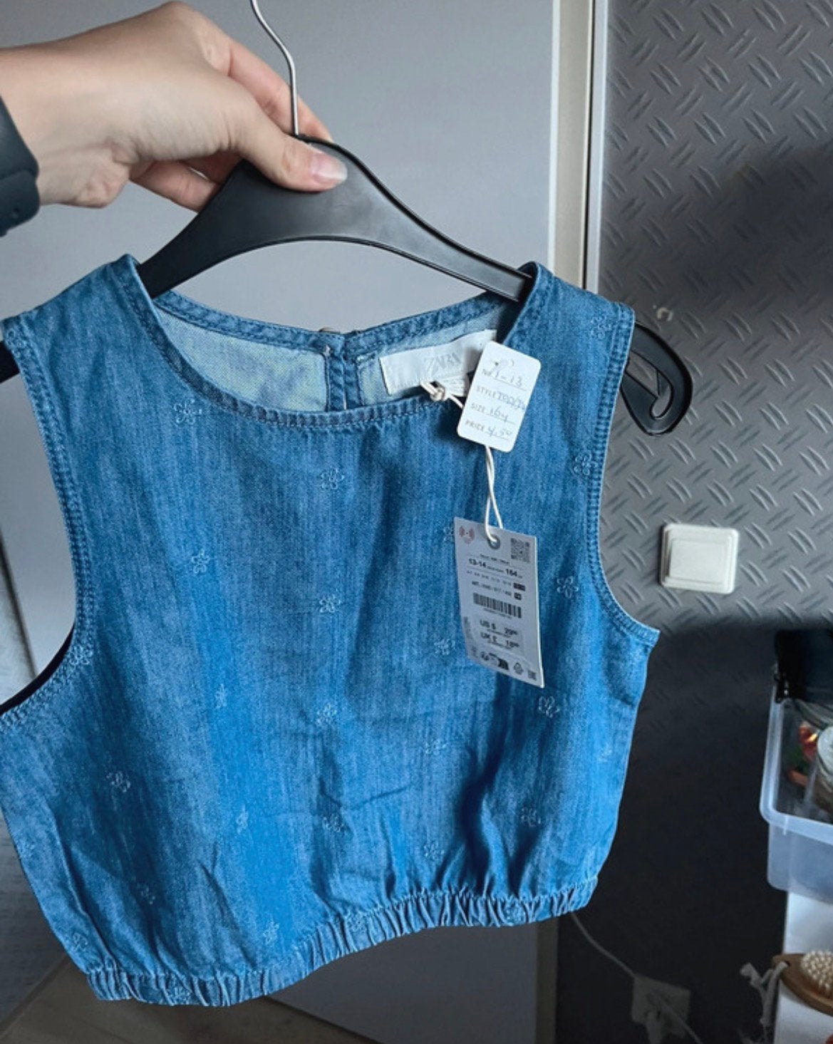 Zara top spijkertop 164, Kinderen en Baby's, Ophalen of Verzenden, Zo goed als nieuw, Meisje, Shirt of Longsleeve