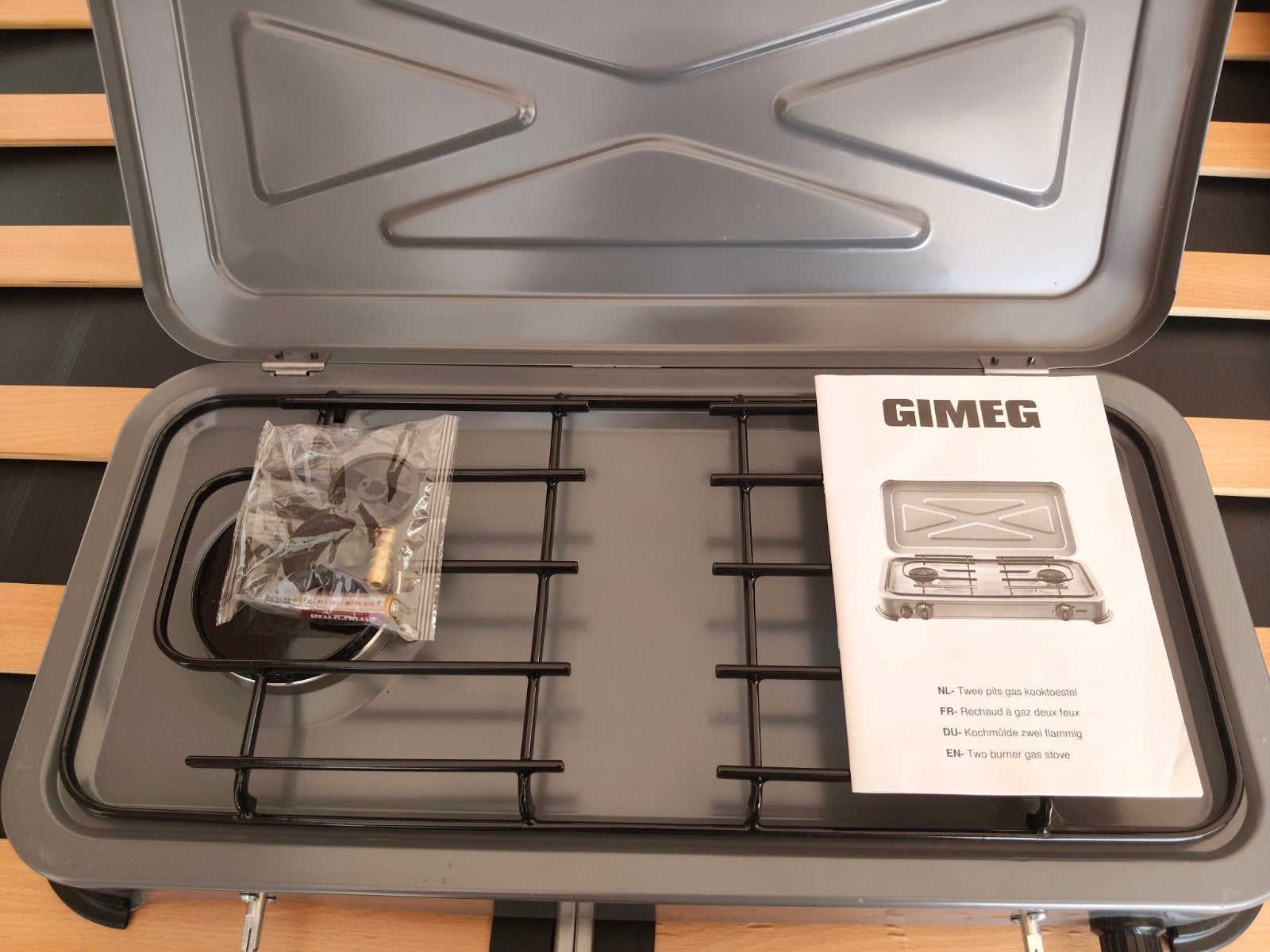 Camping gasstel Gimeg 2pits nieuw, Ophalen, Nieuw