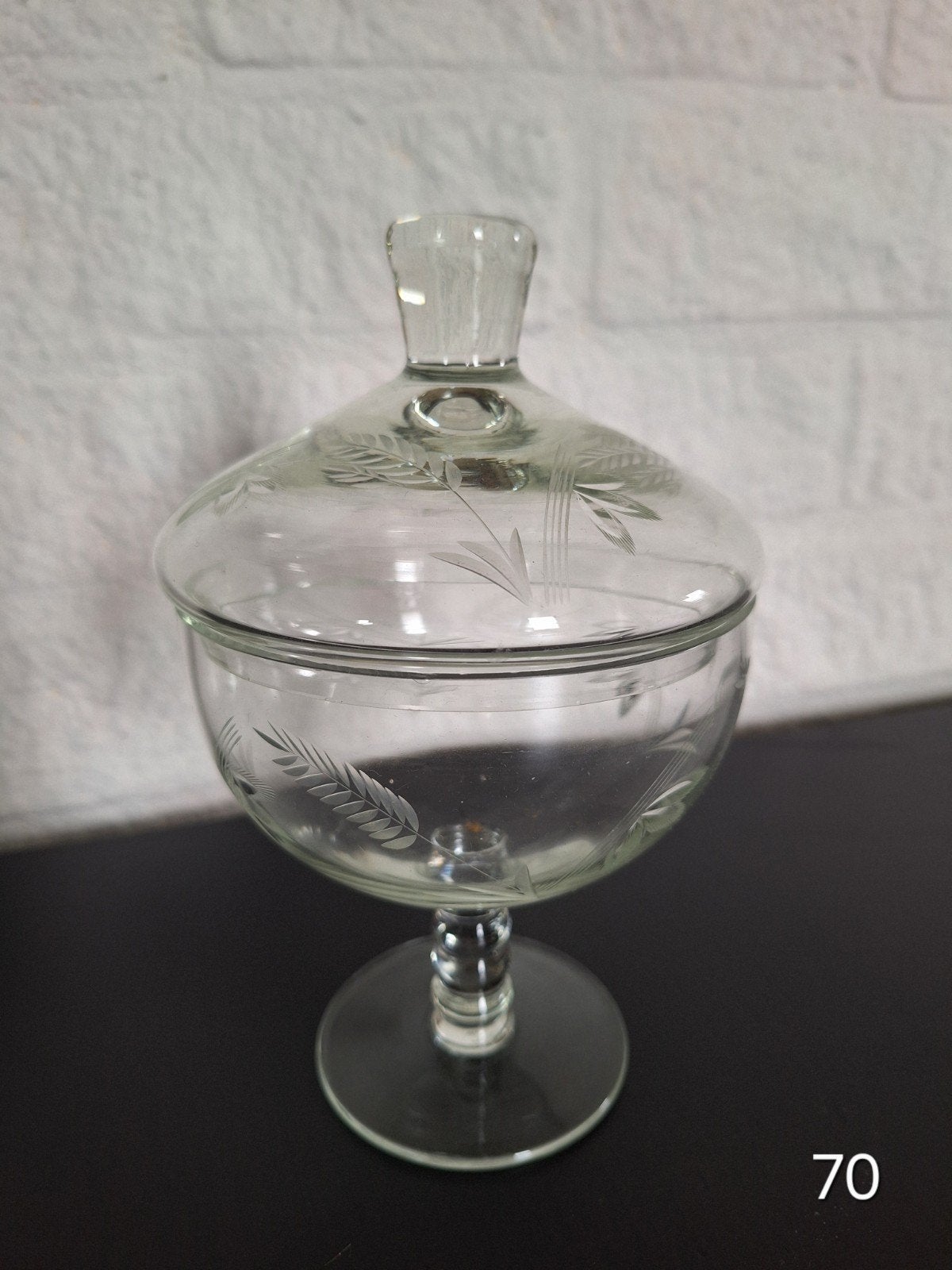 Vintage Glazen Bonbonnière met Graanmotief - 20 cm, Ophalen