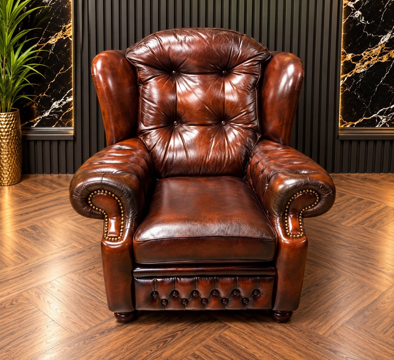 Exclusieve Orginele Springvale Chesterfield Fauteuil !!, Ophalen of Verzenden, Zo goed als nieuw, 75 tot 100 cm