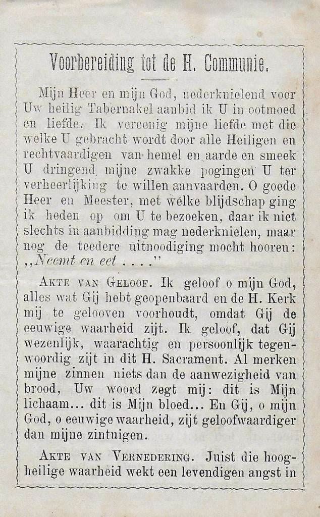 P558 prentje gebed voorbereiding tot de h communie, Verzenden, Zo goed als nieuw, Kaart of Prent