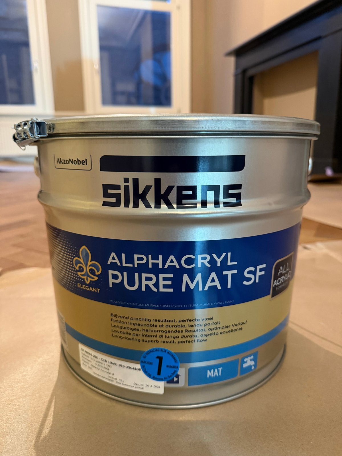 Sikkens Alphacryl Pure Mat SF Muurverf S2010 R90B Lichtblauw, Ophalen, Blauw, Nieuw, Verf
