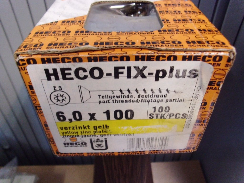 HECO schroeven 6.0x 100 Platkop PZ3 geel/verzinkt 100 st NEW, Overige thema's, Nieuw, Meerkleurig, Overige merken