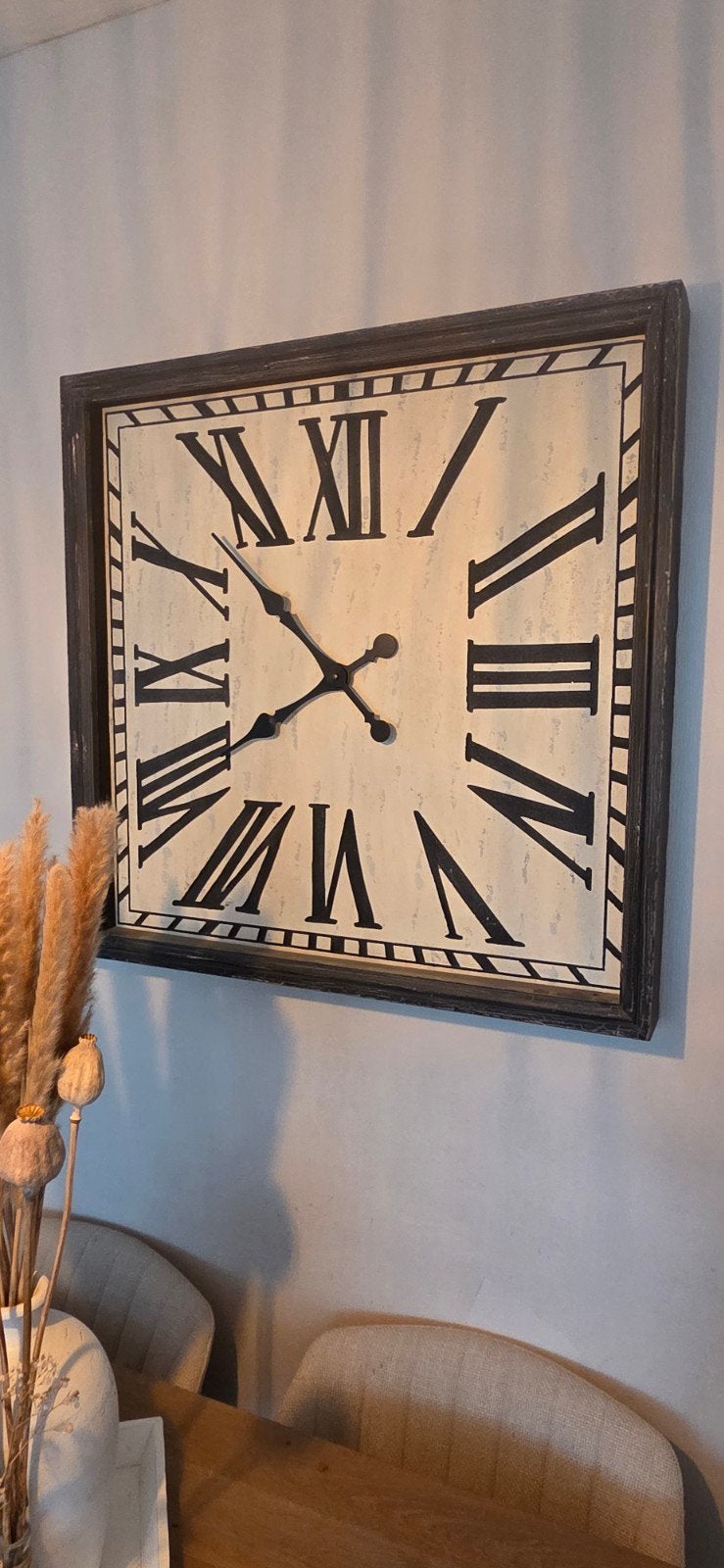 Grote wandklok 80x80 cm met Romeinse cijfers, Analoog, Ophalen of Verzenden, Zo goed als nieuw, Wandklok
